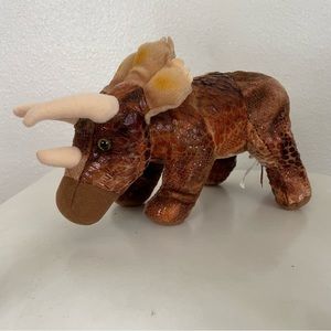 Douglas Cuddle Toys Triceratops Dinosaur Plush Stuffed Animal Brown and Tan 13”